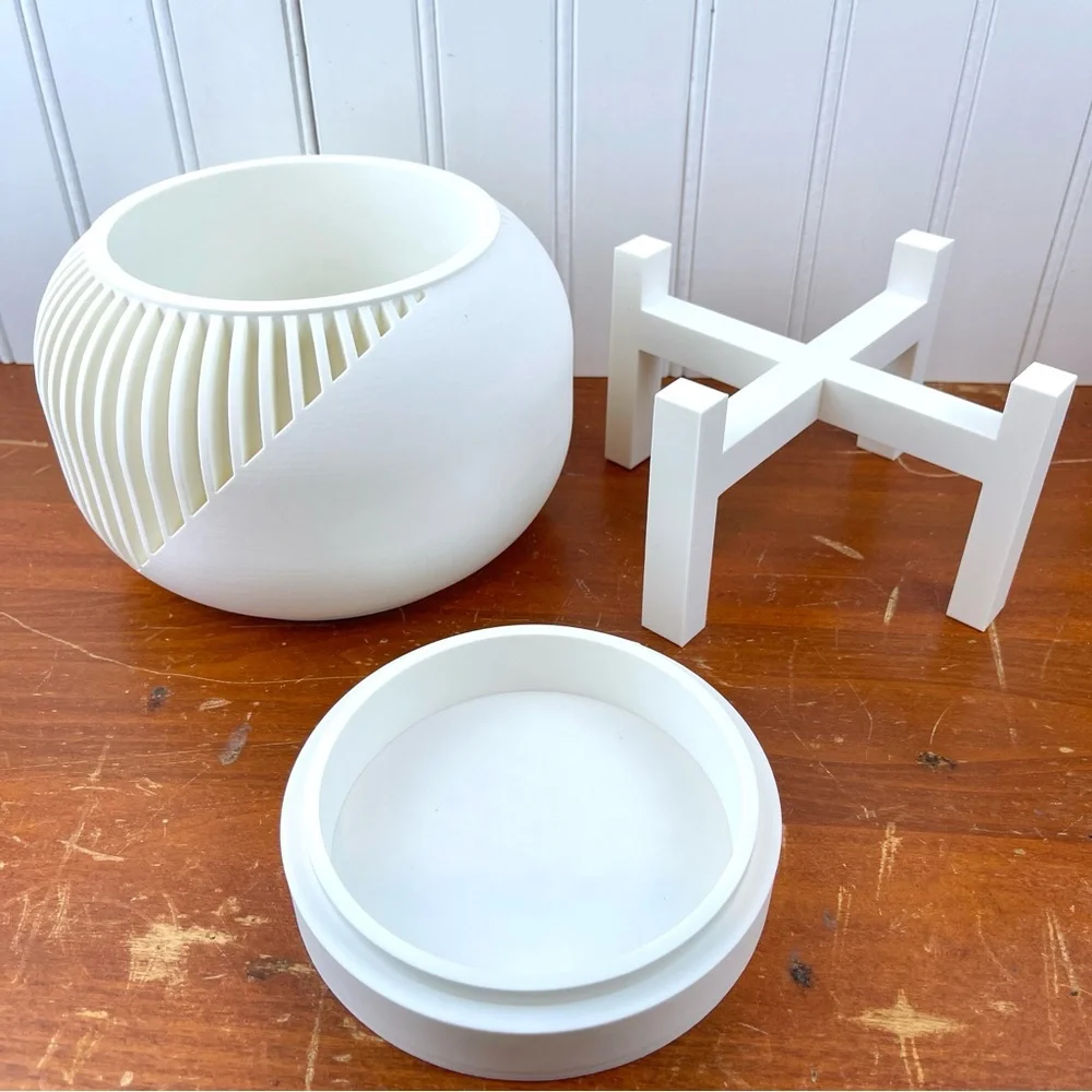 Narvo Planter Pot , Indoor Flower Pot w/ Drainage Hole & Drip Tray - Picture 10 of 10